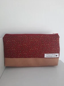 *Unikat* Kosmetik Tasche Etui Clutch handmade Leo animalprint Rot Kunstleder - Bild 1 von 1