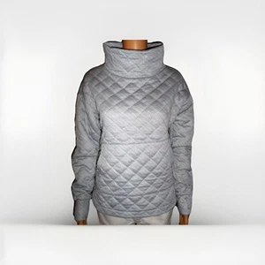 NWT Jones New York Sport size Large gray white mock neck quilted shirt MSRP $62 - Picture 1 of 9