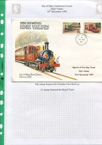 Isle of Man 1992 Railway High Value reprints FDC cancelled Castletown - Picture 1 of 1