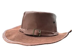 Vintage Mark O’Carrigan Genuine Leather Outback Hat - Handmade Australia Sz 60 - Picture 1 of 6