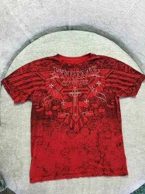 Camisa Xtreme Couture Para Hombres Extra Grande Cruz Roja Calavera Gráfico Estilo Aflicción Foto 1 de 4
