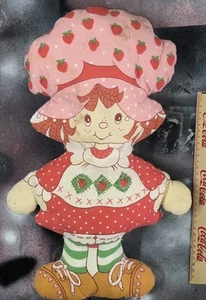 Vintage Strawberry Shortcake Cut Sew Panel Pillow Doll 1980s 18" Lovie Plush Toy - Picture 1 of 4
