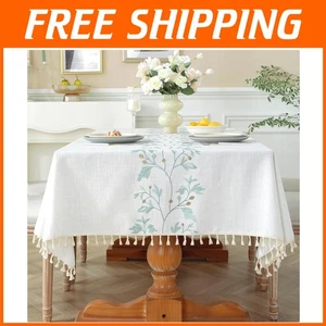 Pleated Corner Cotton Linen Tablecloth, 55x120" - Picture 1 of 8