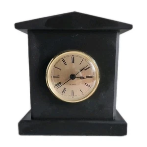 Reloj Escritorio Abrigo Pizarra Negra Movimiento Cuarzo Estilo Vintage Números Romanos - Imagen 1 de 7