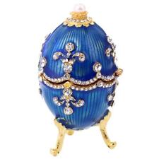 Blue Faberge Egg Case Russian Easter Figurine Ring Jewelry Box Russian Decor