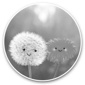 2 x Vinyl Stickers 20cm (bw) - Happy Kawaii Dandelion Flowers #43093 - Bild 1 von 8