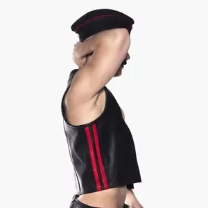 PROWLER RED Genuine Leather Waistcoat Black with Red Stripes - Picture 1 of 7