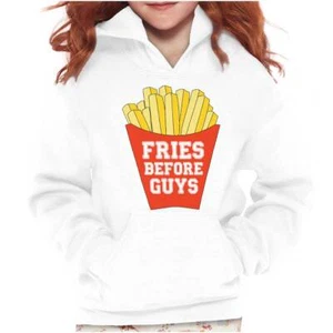 Funny Dating Joke French Fries Before Guys Youth Girls Hoodie Sweatshirts Kids - Picture 1 of 7