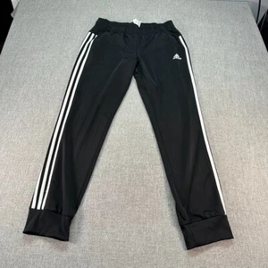 Adidas Track Pants Boys Medium 12-14 Black Tapered 3 Strips Athletic - Picture 1 of 9