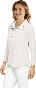 Ruby Rd Sherpa Pullover Snap Collar Sweater Jacket 73395 Pearl Gray in PS NWT - Picture 1 of 7