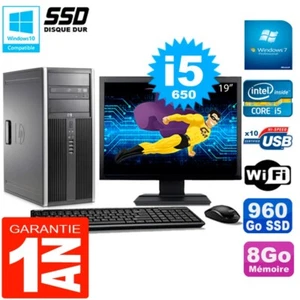PC HP 8100 Tour Pantalla 19" Core I5-650 RAM 8Go SSD 960Go Grabador DVD Wifi W7 - Imagen 1 de 1