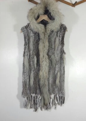 UGG Colección Australiana 100% Piel de Conejo Chaleco Con Capucha Sin Mangas Abrigo Chaqueta S Foto 1 de 4