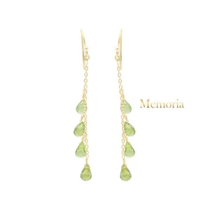 Peridot Teardrop Drop/Dangle Tiny Chain Earrings Sterling Solid Silver Jewelry - Picture 1 of 6