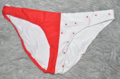 Parte inferior de bikini PQ PILYQ rojo blanco bordado corazón talla L NUEVO Foto 1 de 3