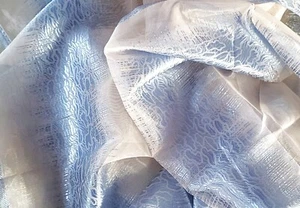 ITALIAN METALLIC White/BLUE Sheer Remnants 2pc.EACH w 14"x 3yd.23"=7yd.20"LENGTH - Picture 1 of 10