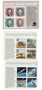 1989 World Stamp Expo set of 3 Souvenir Sheets, Scott #2433, 2438, and C126, NH - Picture 1 of 1