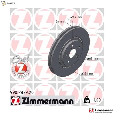 2x BRAKE DISC 590.2839.20 FOR LEXUS TOYOTA bZ4X RAV 8AR-FTS 2.0L 4cyl RX 3.5L - Image 1 of 4