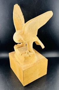 Vintage Bald Eagle Wood Carving Incomplete 11" Tall American Bald Eagle Wood Art - Picture 1 of 5
