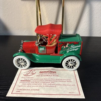 Ertl 1:25 1991 Ford Model T Runabout Car Christmas Locking Coin Bank Toy 9290 - Image 1 of 4