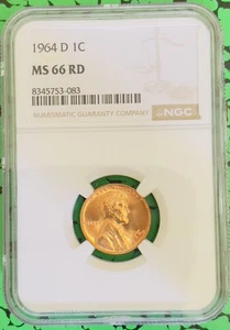 1964D Lincoln 1c- NGC MS66 RD - Picture 1 of 2