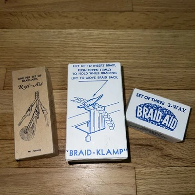 VTG Braid-Aid Rug Braiding Braid Klamp Braid/Reel Aid Original Box Made USA Set - Image 1 of 4