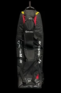 Taylormade Golf Club Travel Case Carry Soft Rolling Flight Bag Black Red - Picture 1 of 11