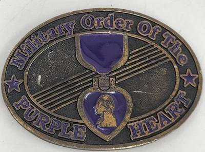 Ordem Militar do Coração Roxo Fivela de Cinto Bronze Medalha Oval Veterano EUA - Imagem 1 de 4