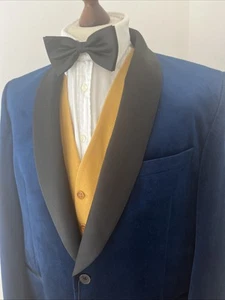 Velvet Smoking Jacket DJ Tuxedo Evening by M&S Teal Brand New Size 46” M - Picture 1 of 14