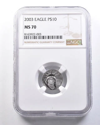 2003 $10 American Platinum Eagle 1/10 Oz Platinum MS70 NGC *6212 - Image 1 of 3