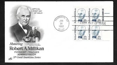 #1866 37c  Robert Millikan - Physicist - ArtCraft FDC Zip Blk 4 - Image 1 of 2