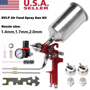 1.4 1.7 2.5MM 3 Nozzle HVLP Auto Paint Air Spray Gun Kit Gravity Feed Car Primer - Picture 1 of 9