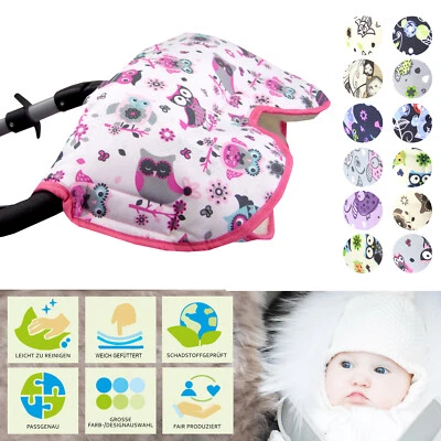BAMBINIWELT Handschuhe MUFF Handwärmer Handmuff für Kinderwagen Wolle EULEN