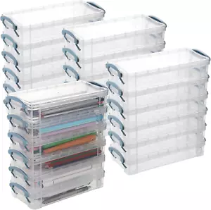 24 Pack Large Capacity Pencil Box, Plastic Pencil Case Crayon Box Bulk, Clear Ma - Picture 1 of 12