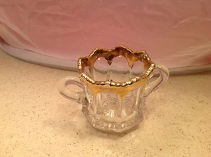 Vidrio transparente vintage con palillo de dientes con acento dorado elevador mango doble muy NICE - Imagen 1 de 11