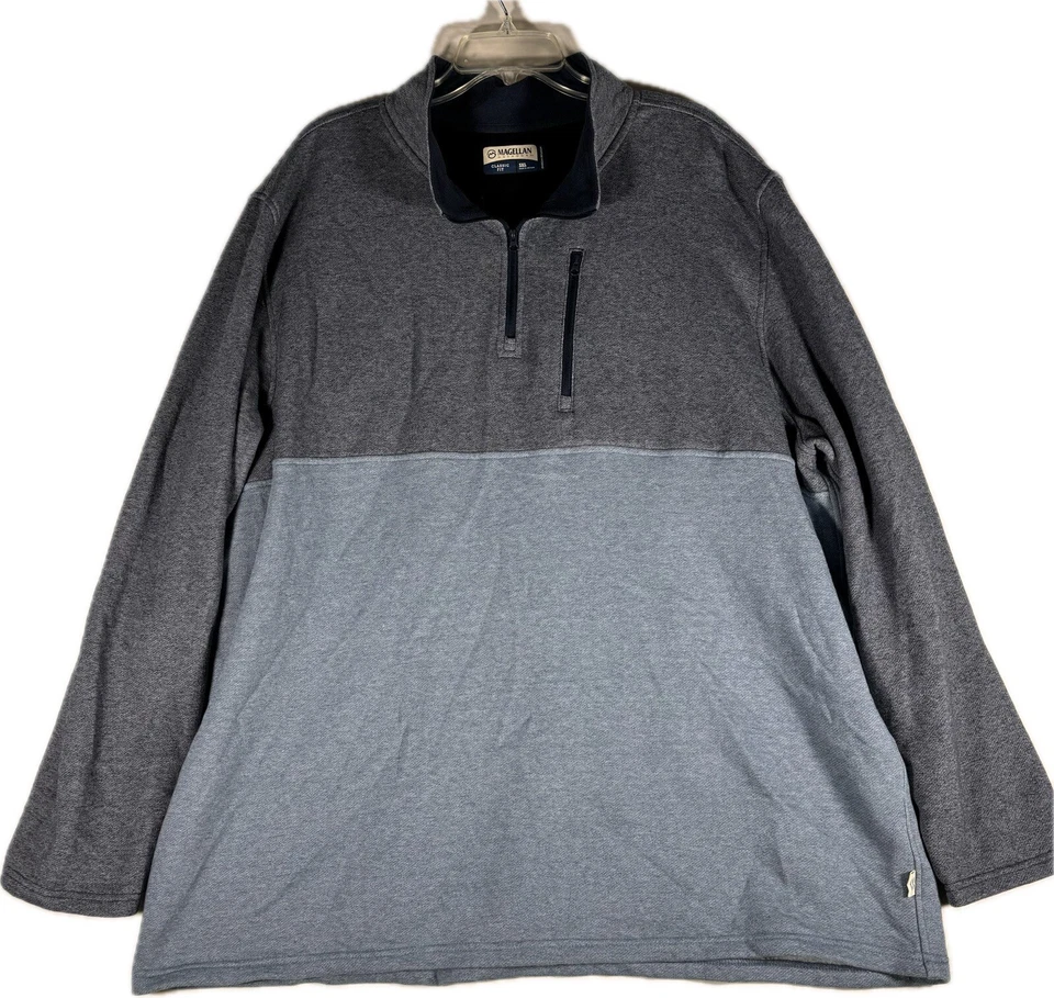 Men’s 3XL Magellan Green Gray Moisture Wicking Classic Fit 1/4 Zip Shirt - Image 1 of 4
