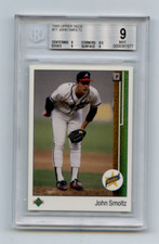 1989 UPPER DECK #17 JOHN SMOLTZ ROOKIE CARD RC, BRAVES, HOF - BGS 9 MINT (1577)