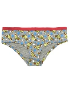 Womens Gray DC Star Wonder Woman Super Hero Logo Brief Underwear Panties - Picture 1 of 1