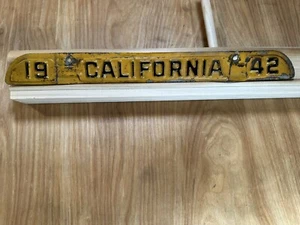 1942 California License Plate Tab Collectible Yellow Sign - Picture 1 of 6