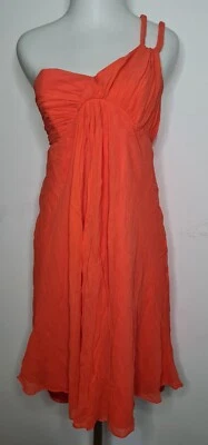 GUESS BY MARCIANO 100% шелк платье rrp $499 размер 10 M коралловый оранжевый свадебная подкладка  - Изображение 1 из 4