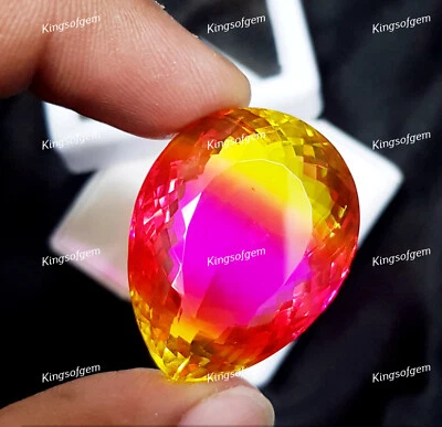 75 Ct Doublet Glass Stone Multi Color Tourmaline Pear Cut Stone Loose Gemstone - Image 1 of 4