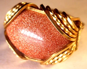Artisan Goldfilled Wire Wrapped Sunstone Ring Size 7 - Picture 1 of 6
