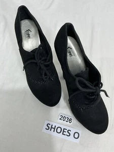 Womans Fioni Black Suede Lace Up Platform Ankle Boots Size 10 - Picture 1 of 10