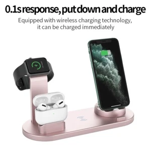 3 in 1 wireless charging station apple and android multi use in silver and black - Picture 1 of 14