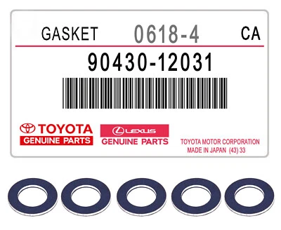 90430-12031 OEM TOYOTA/LEXUS Genuine Aluminum Drain Plug Engine Oil Gaskets 5pcs - Image 1 of 4