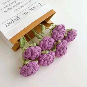 Crochet Purple Roses Flowers 12 Pcs Wedding Engagement Gifts Hand Made - Picture 1 of 1