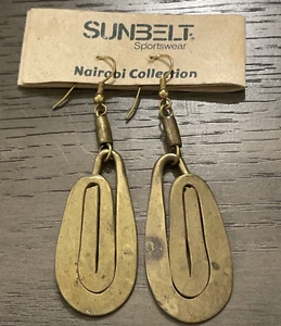 Sunbelt Sportswear Brass Earrings Pierced Hook Dangle Drop Nairobi Collection - Picture 1 of 6