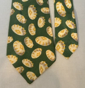 Vintage 40s 50s Green & Yellow Rockabilly Art Deco Patterned Swing Tie Cravat - Picture 1 of 5
