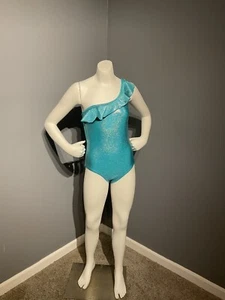 SO one Piece Bathing Suit One Shoulder Girls Size 12 NWOT Shimmer Aqua - Picture 1 of 6
