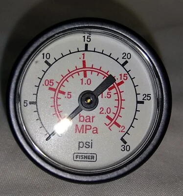 Fisher 11B4040X012 Pressure Gauge 0-30PSI, Brass, 1-1/2" Dial X 1/8"NPT (2 Pcs) - Image 1 of 2