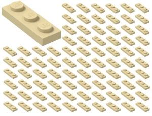 ☀️100x NEW LEGO 1x3 TAN Plates (#3623) BULK Parts City Building Snow Ice - Picture 1 of 2